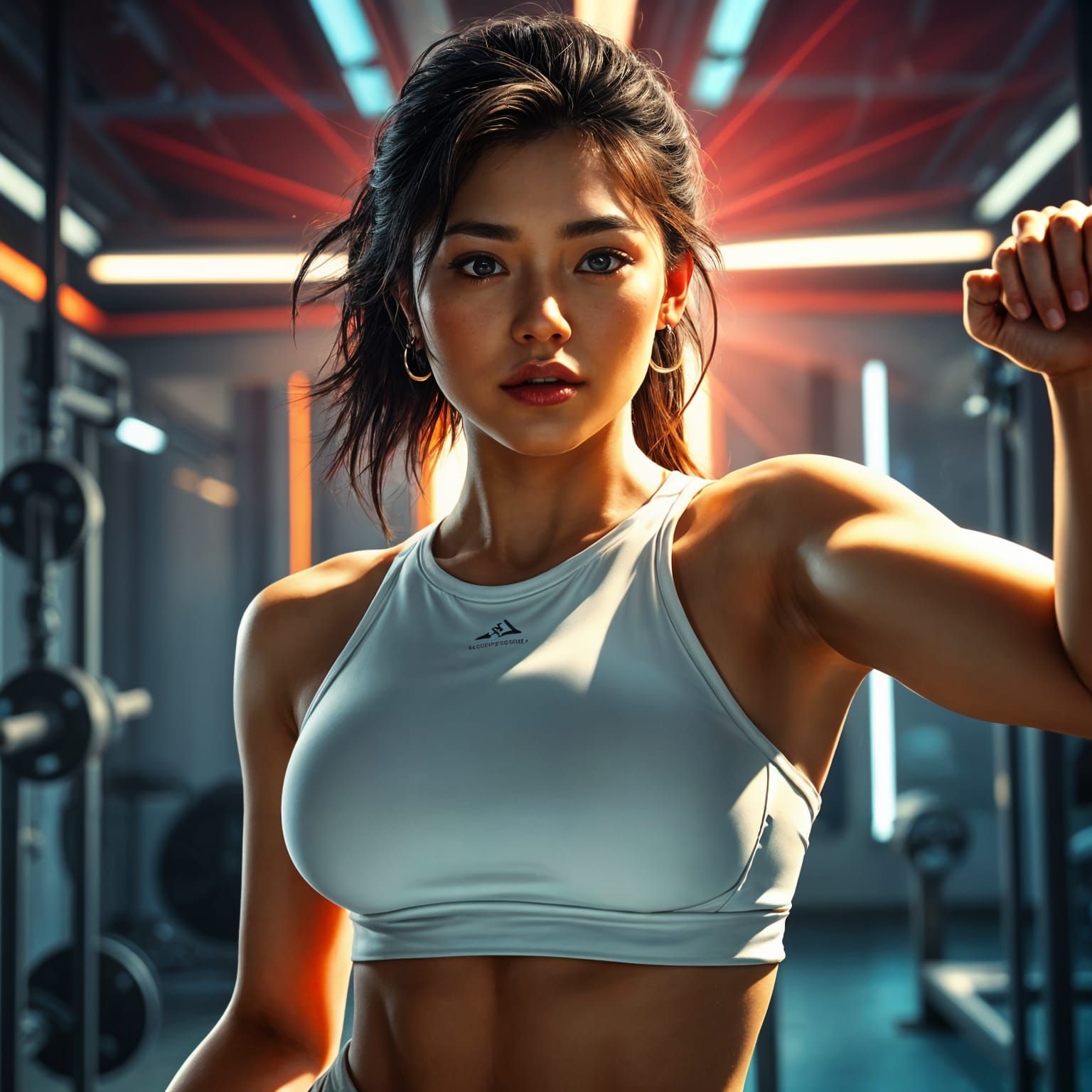 Futuristic Gym Portrait in Hyperdetailed Digital Art