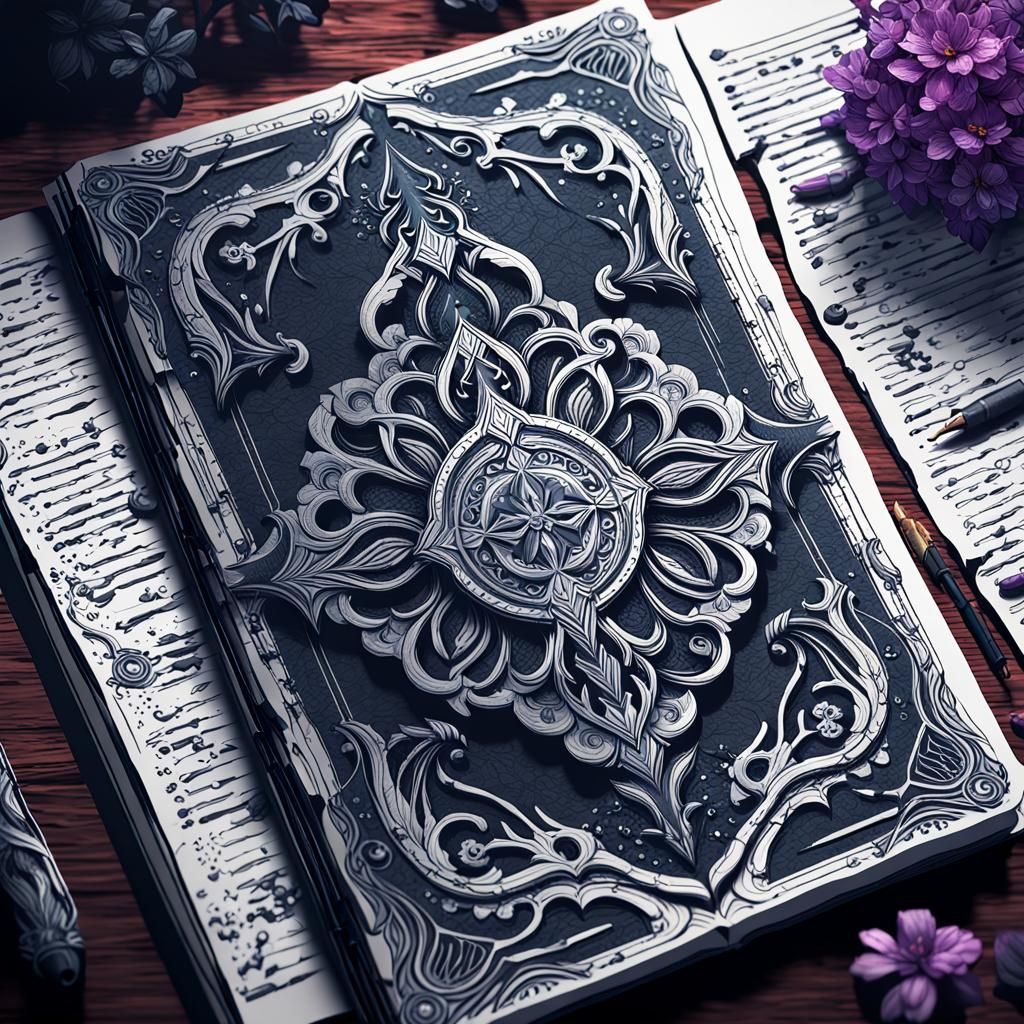 Floral Journal Ink Drawing in 3D Cinematic Style