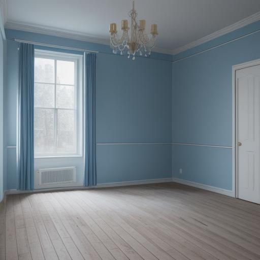 Empty Blue Room with Cupcake and Candle