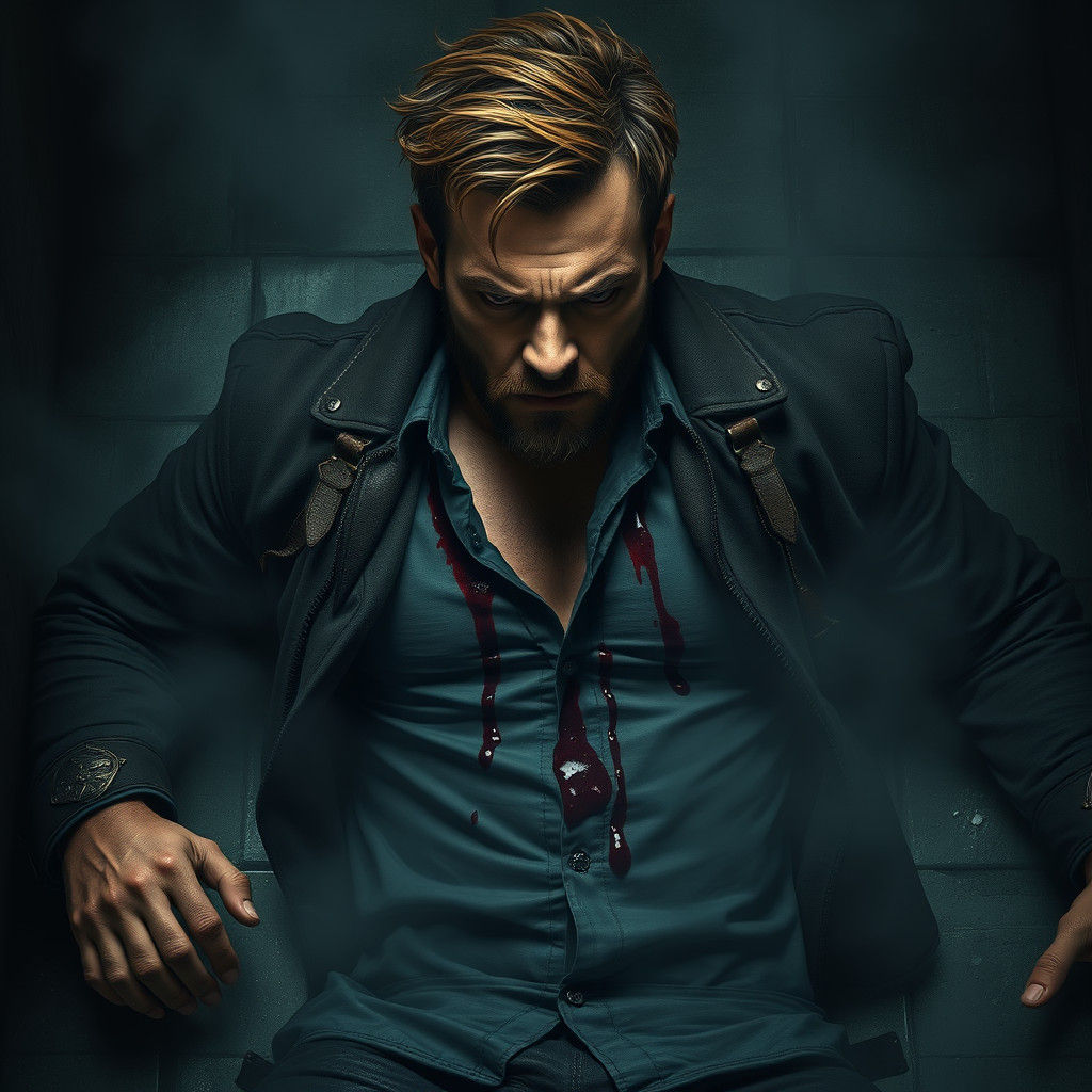 Wounded Man on Dark Medieval Floor in 8k