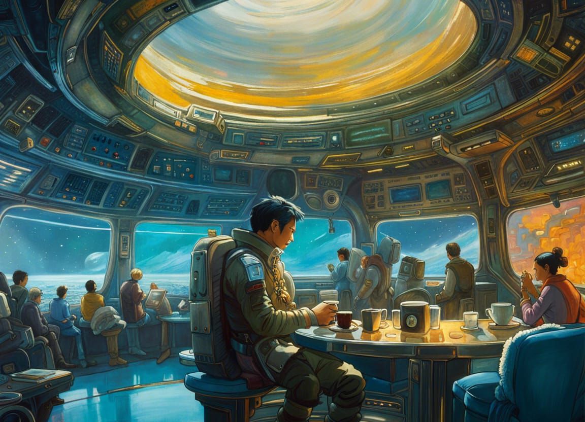 Coffee in Space: Maximalist Starship Lounge