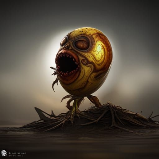 Egg Woman: Detailed Matte Painting in Deep Color