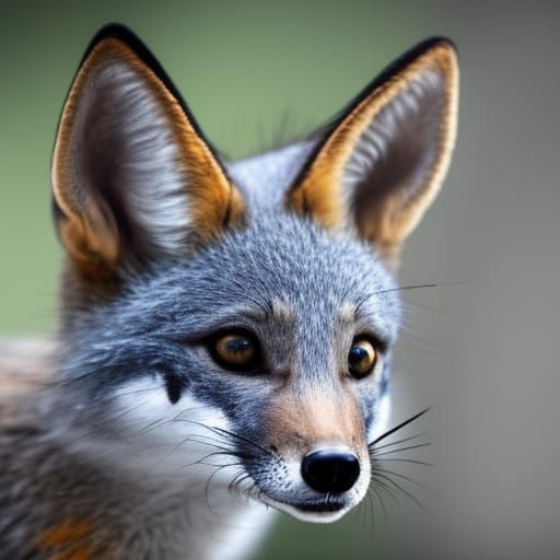 Watercolor Gray Fox with Bushy Tail in 8K