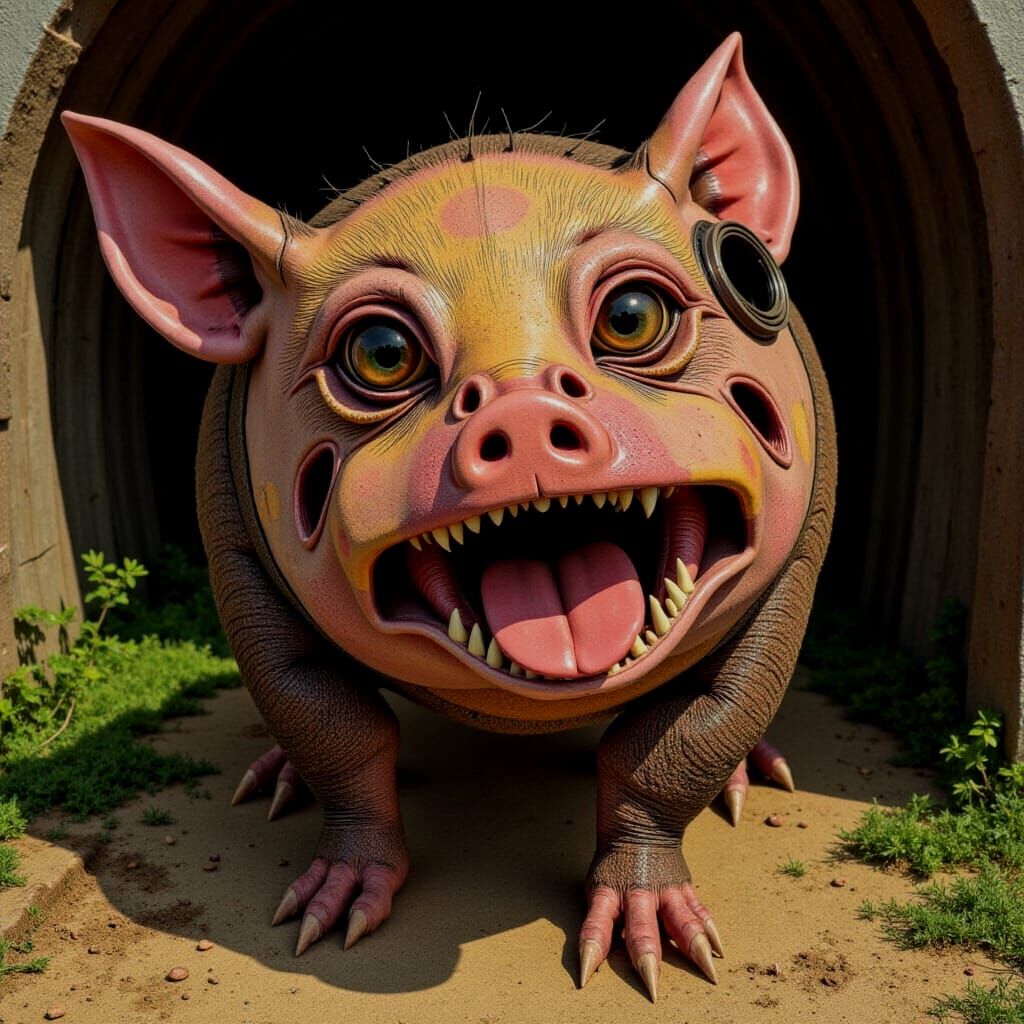 Huge hog in a pigsty.