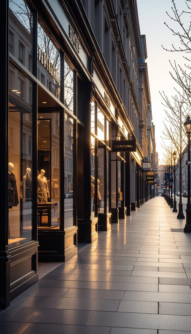 Luxurious European Street at Dawn in Hyper-Realism