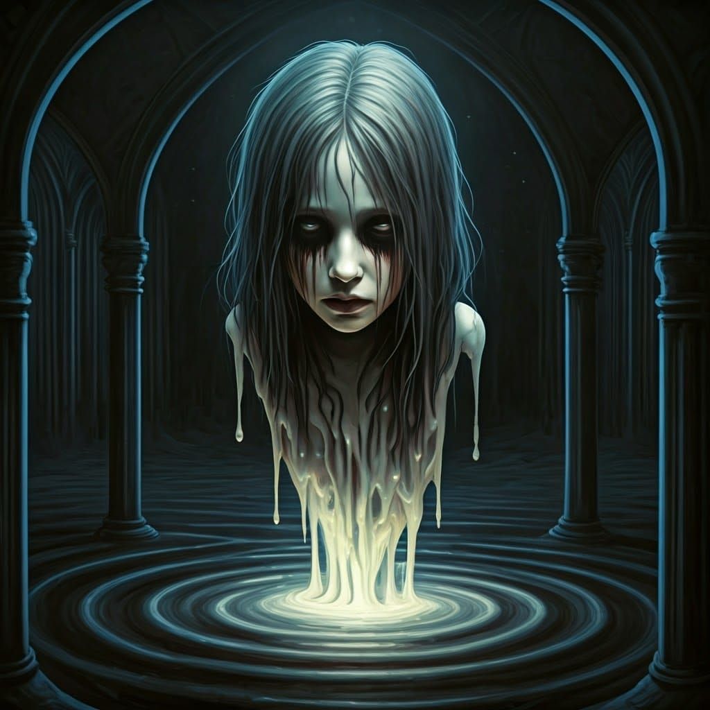 Melting Waif in Encaustic Horror Art