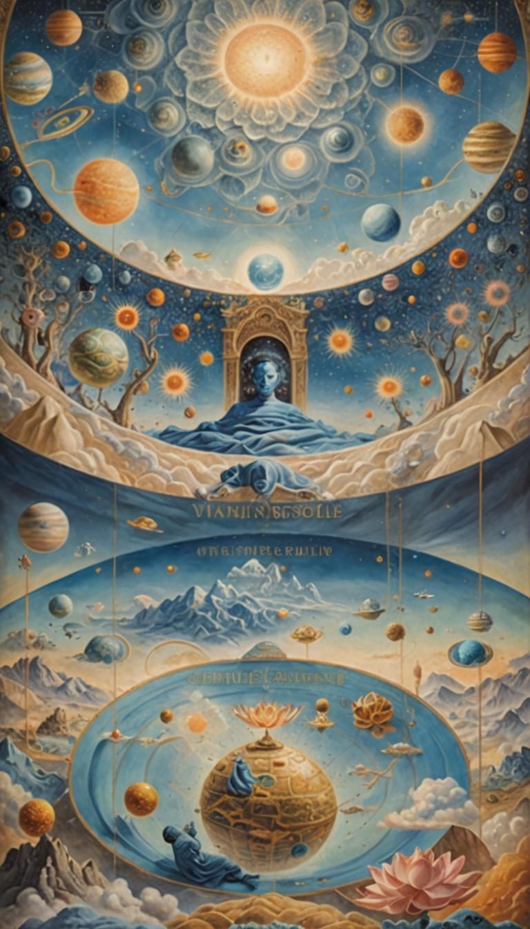 Surreal Dreamscape with Sleeping Man and Floating Elements