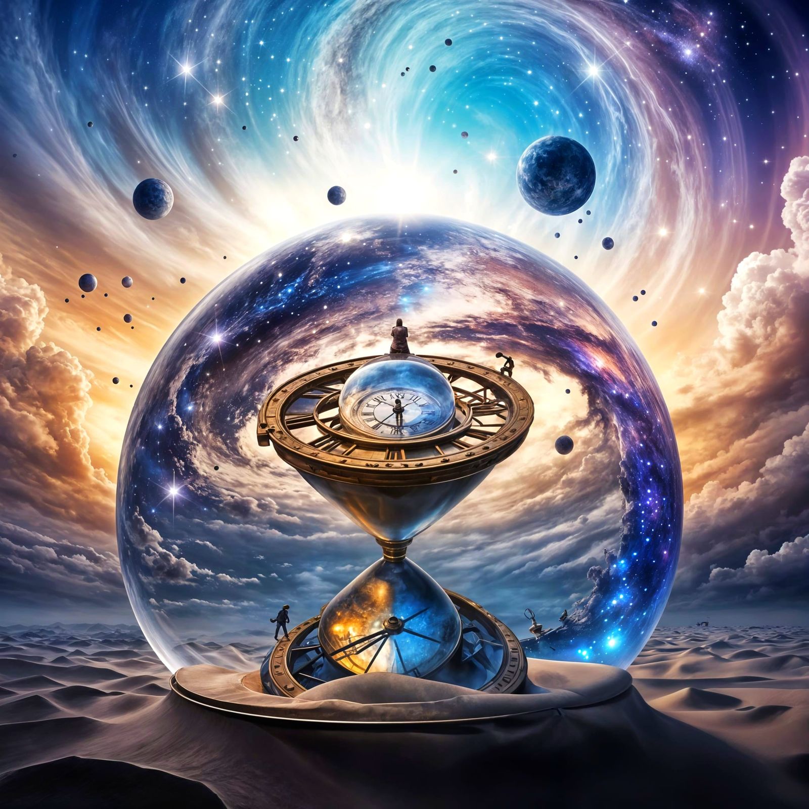 Abstract Hourglass Visualizing Time Under Quantum Forces