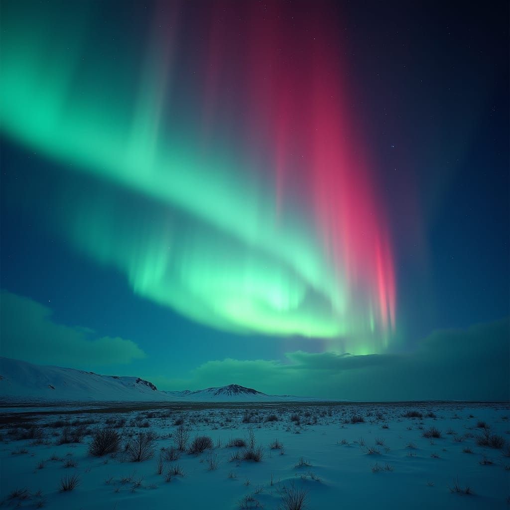 Dramatic Aurora Borealis in Shimmering Colors