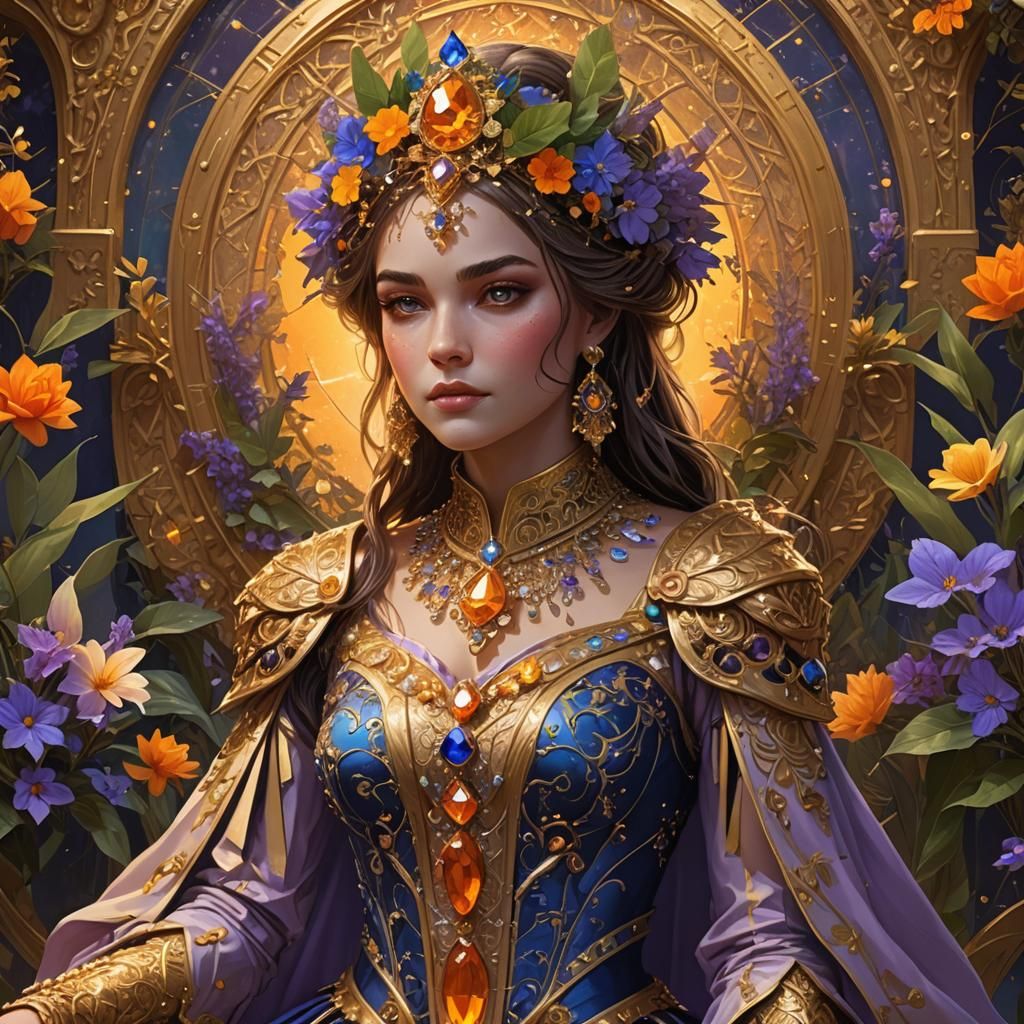 Fantasy Character in Opulent Attire: Concept Art