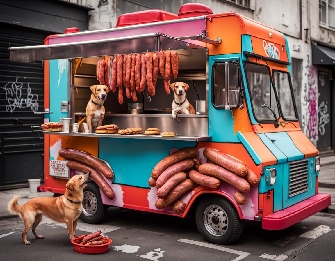 The Barkery: A Food Truck for Dogs in Comic Art Style