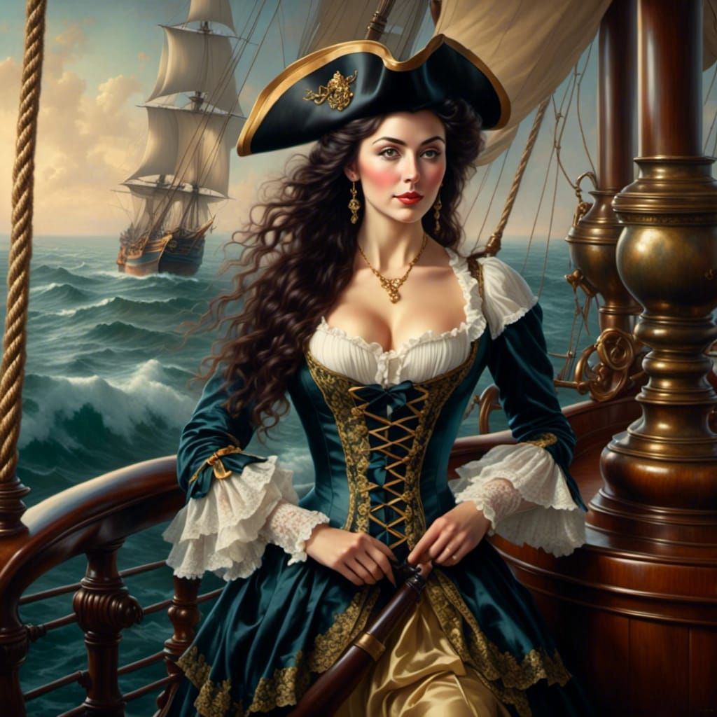 Elegant Elf Pirate Portrait in Gainsborough Style