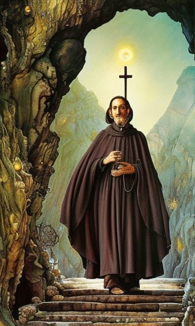 St Franciscus at Subiaco Abbey in Surrealist Style