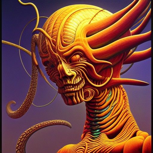 Celestial Gorgon Portrait in Hyperreal Digital Art