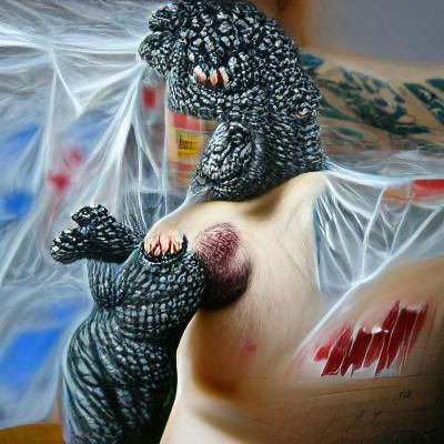 Hyperrealistic Nude Godzilla: A Frightful Vision