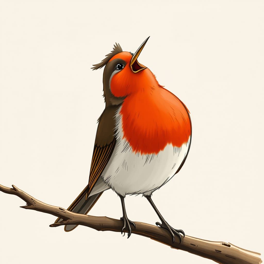 Singing Robin in 1950s Cartoon Style