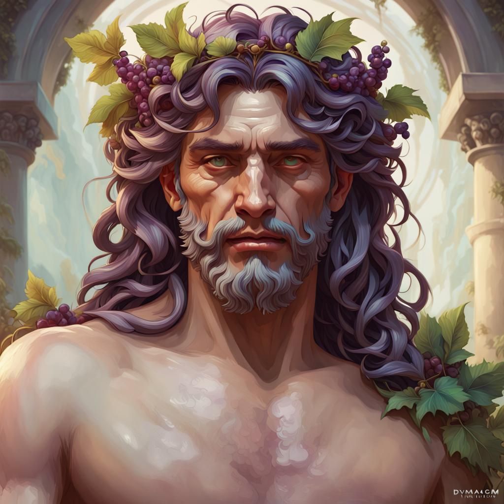 Dionysus Portrait in Style of Alphonse Mucha