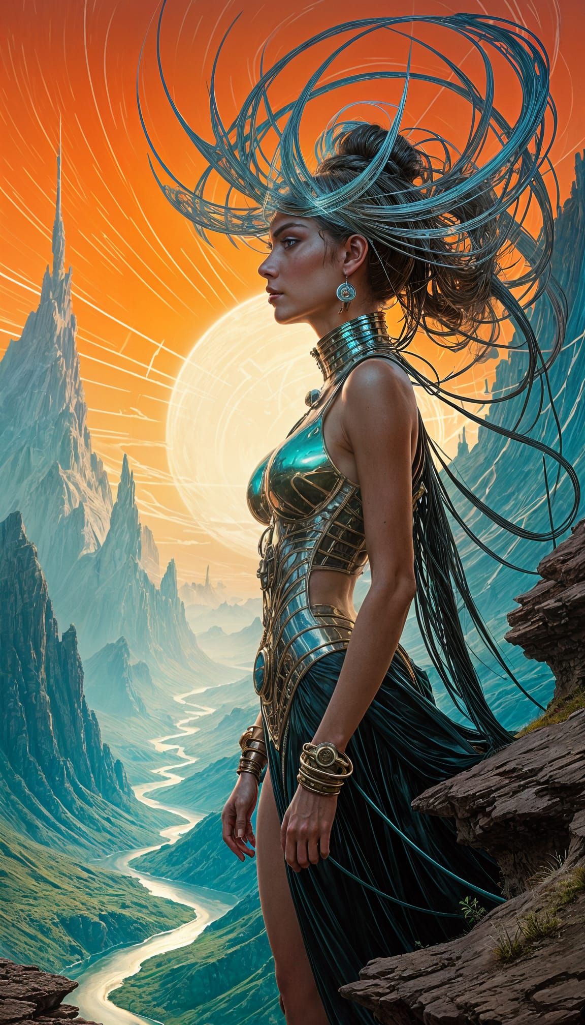 Hyperrealistic Nomad in a Glitchy, Oil-Painted Landscape