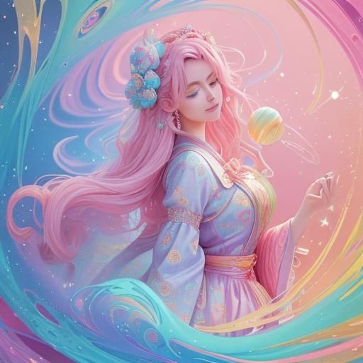 Candy Art Woman with Lollipop Scales of Justice