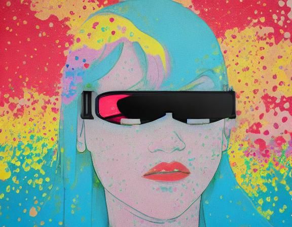 Girl with Topographic Contours in Technicolor Splatter