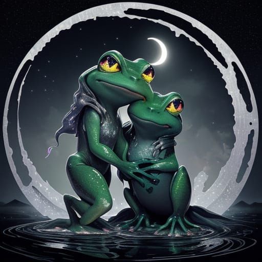 Eclipseribbit X Frog with Lunar Glow and Silver Filigree