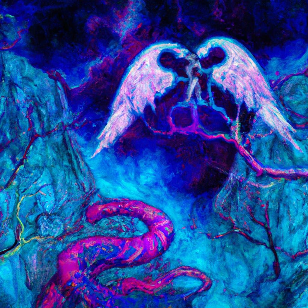 Winged Snakes Explore Twisted Landscape