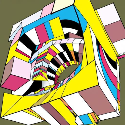 Escher-Inspired Optical Illusion Drawing in Cubist Style