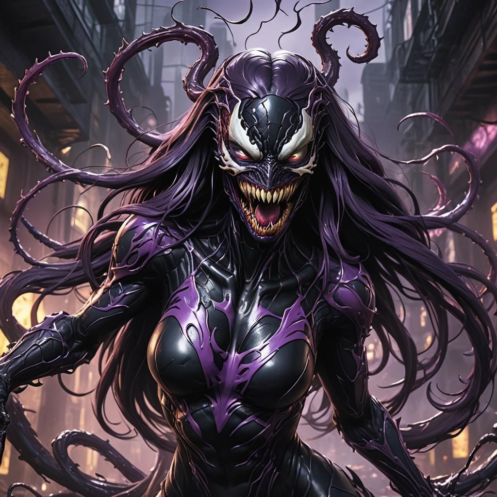 Purple Venom Symbiote with Long Hair