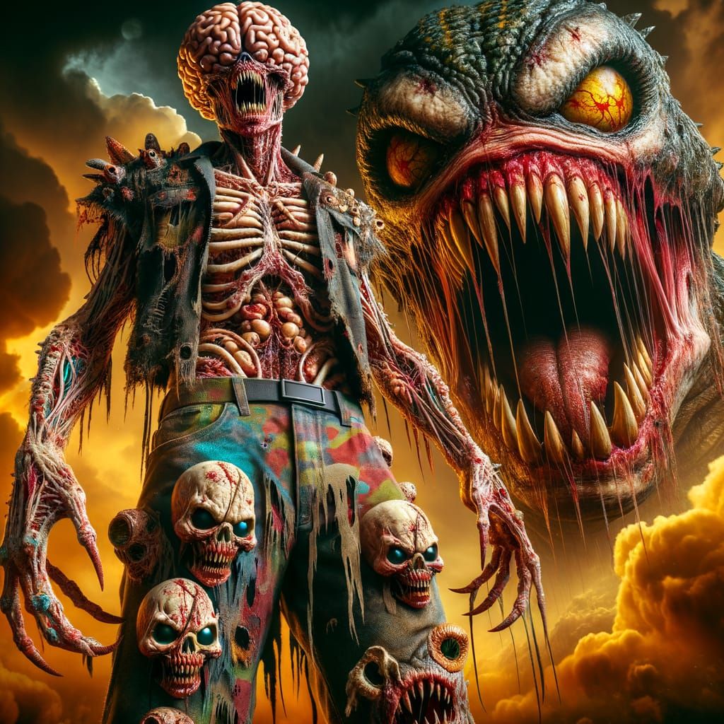 Ominous Mutant Humanoid Horror Scene