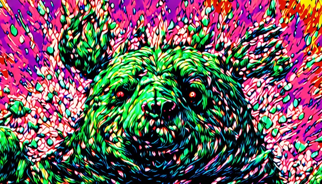 Bioluminescent Ghost Bear Portrait in Matrix Style