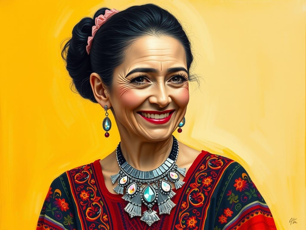 Sensual Mexican Woman in Traditional Tehuana Attire