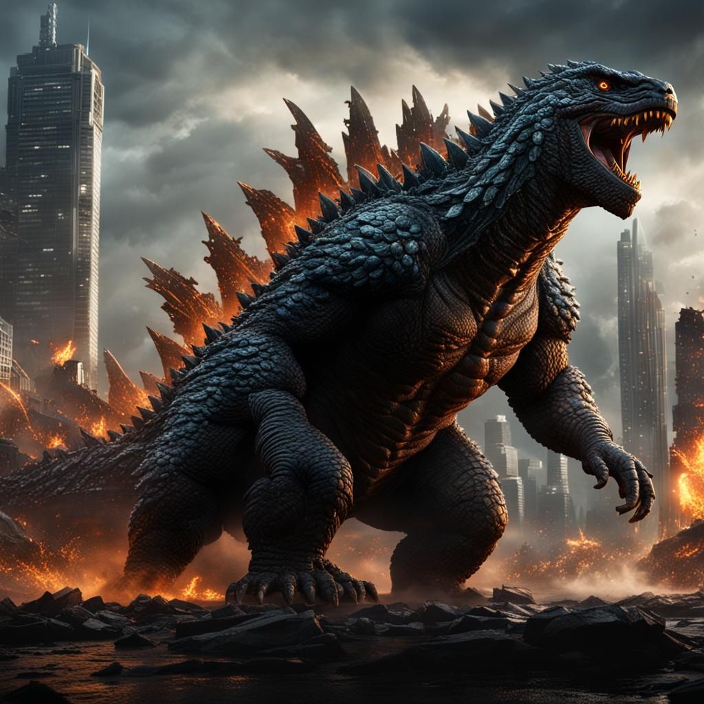 Godzilla at Maximum Power: Detailed Matte Painting