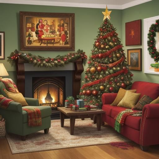 Festive Latino Family Christmas: Vibrant Oil Painting