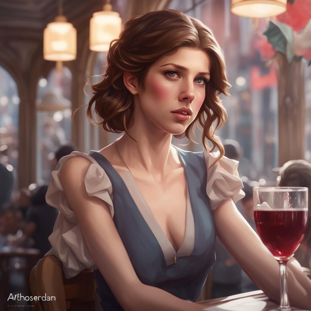 Anna Kendrick in Charleston Cafe: Romantic Digital Portrait