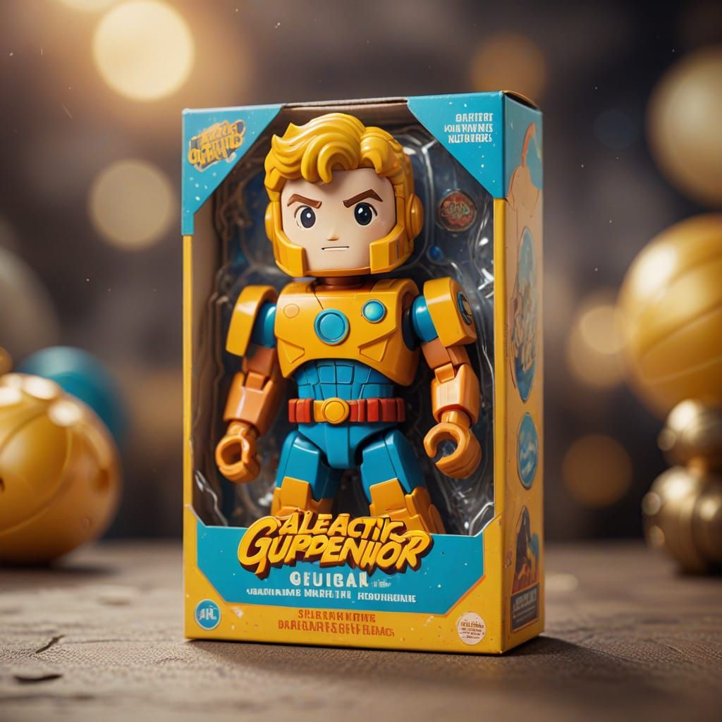 Retro 1980's Action Figure Packaging in Vibrant Colors