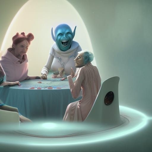 Humorous Alien Card Game in Pastel Colors