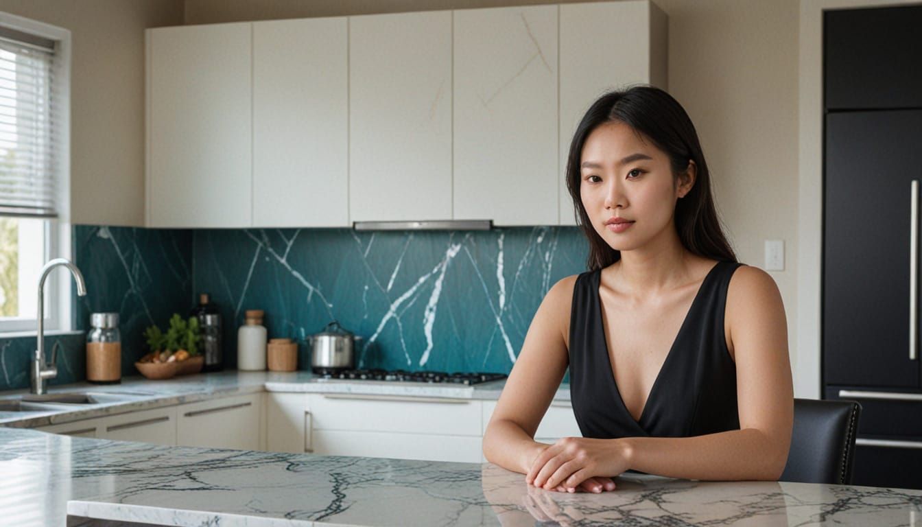 Asian Woman Portrait in Clean, Minimalist Style