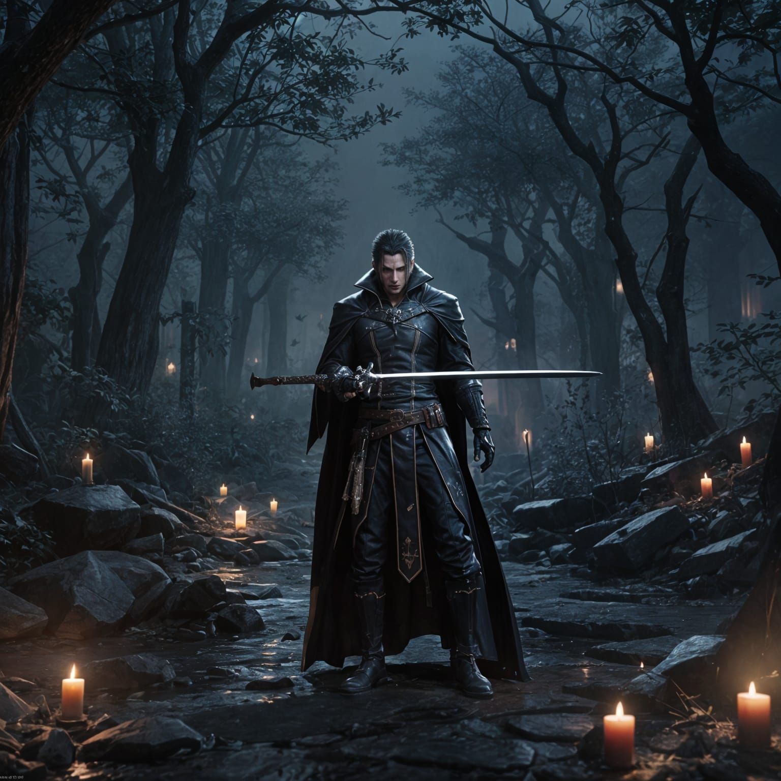 Vampire Hunter in Dark: 3D Anime Art