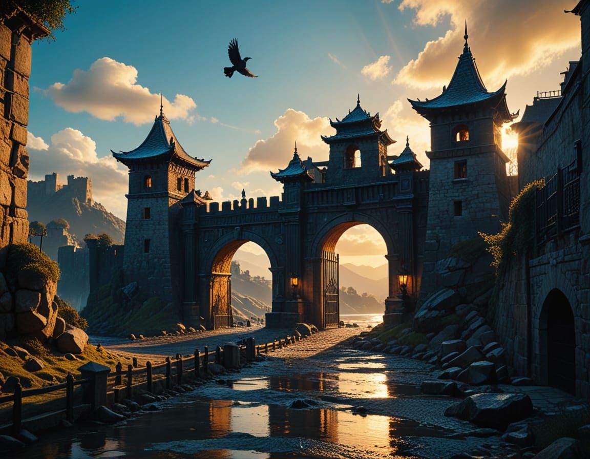 Epic Castle in Ancient City Landscape Art