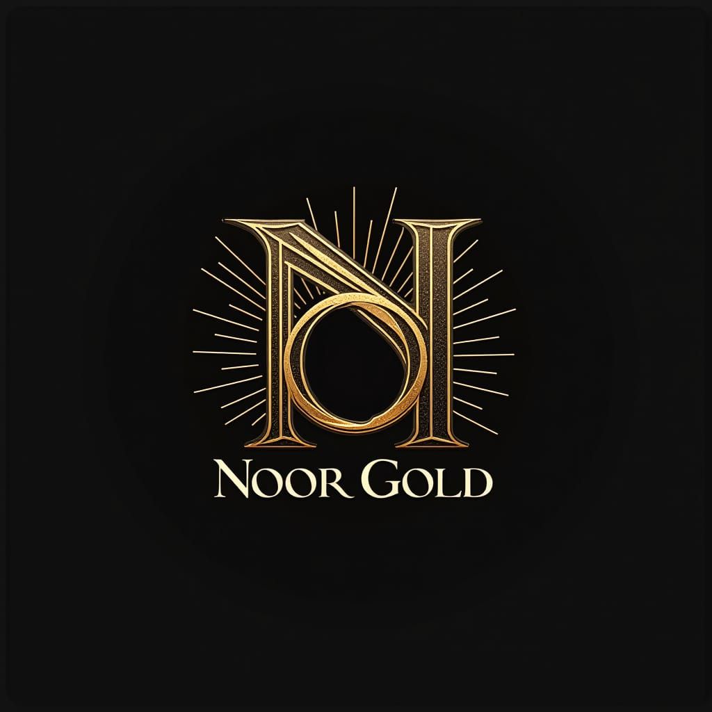 Elegant NoorGold Logo with Radiant Light Beams