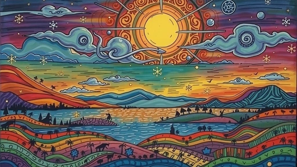 Whimsical Typographic Sunset Poster