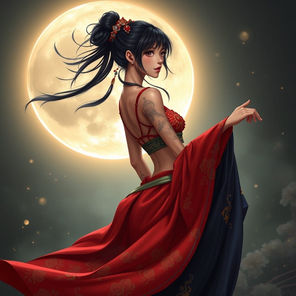 Ethereal Japanese Woman in Fantasy Outfit