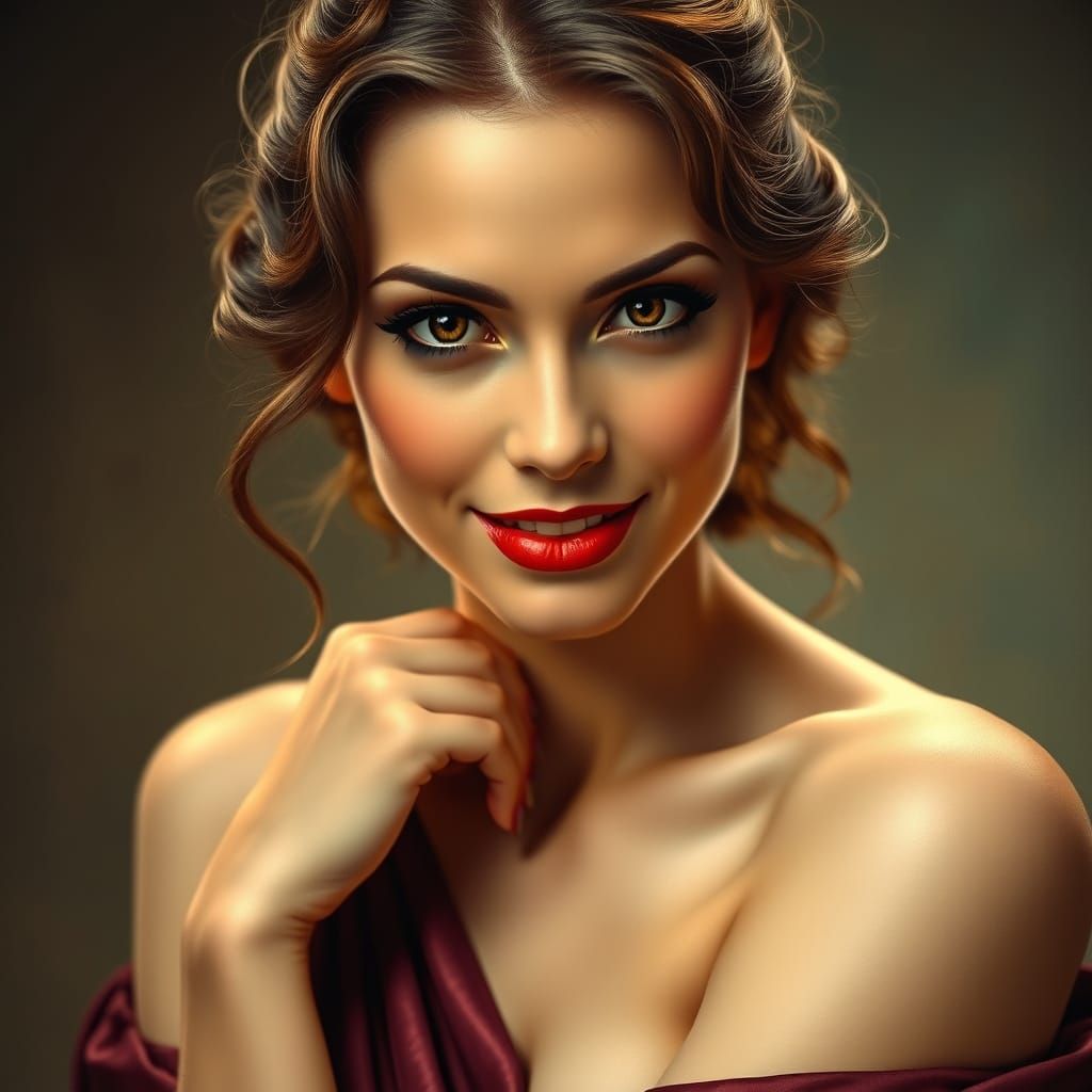 Elegant Woman in Art Nouveau Style