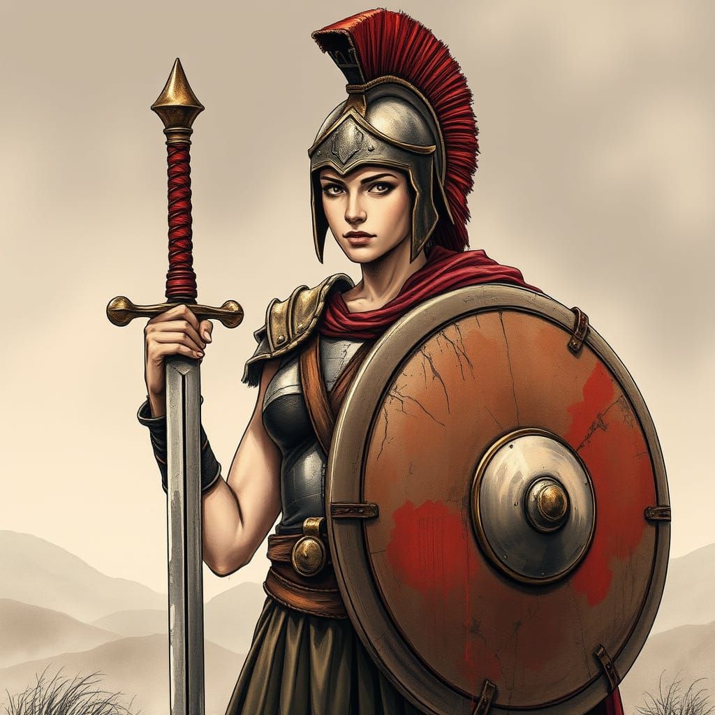 Spartan Warrior Maiden in Metal Hurlant Style