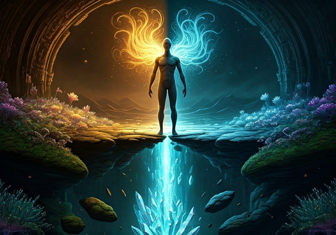 Mystical Guardian Between Realms: Digital Art