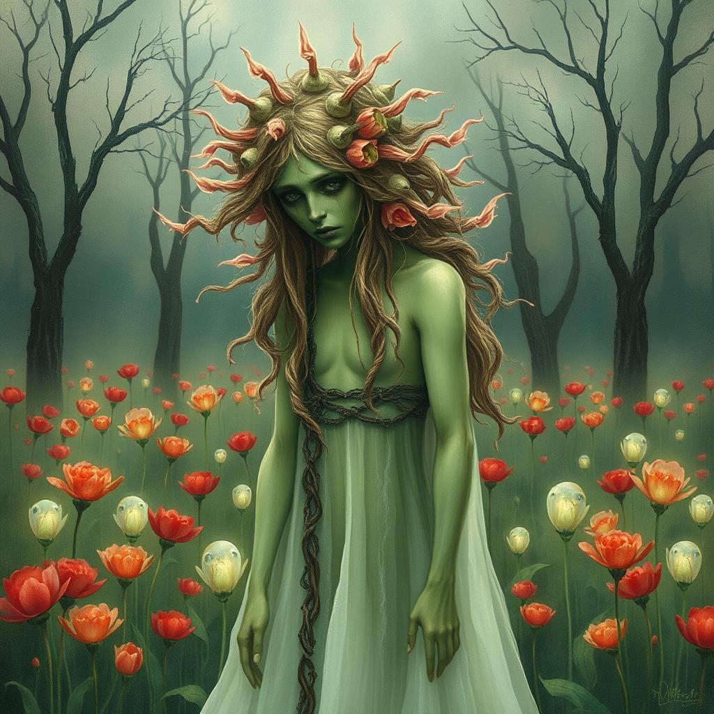 Ghostly Spectral Portrait in Gothic Digital Art