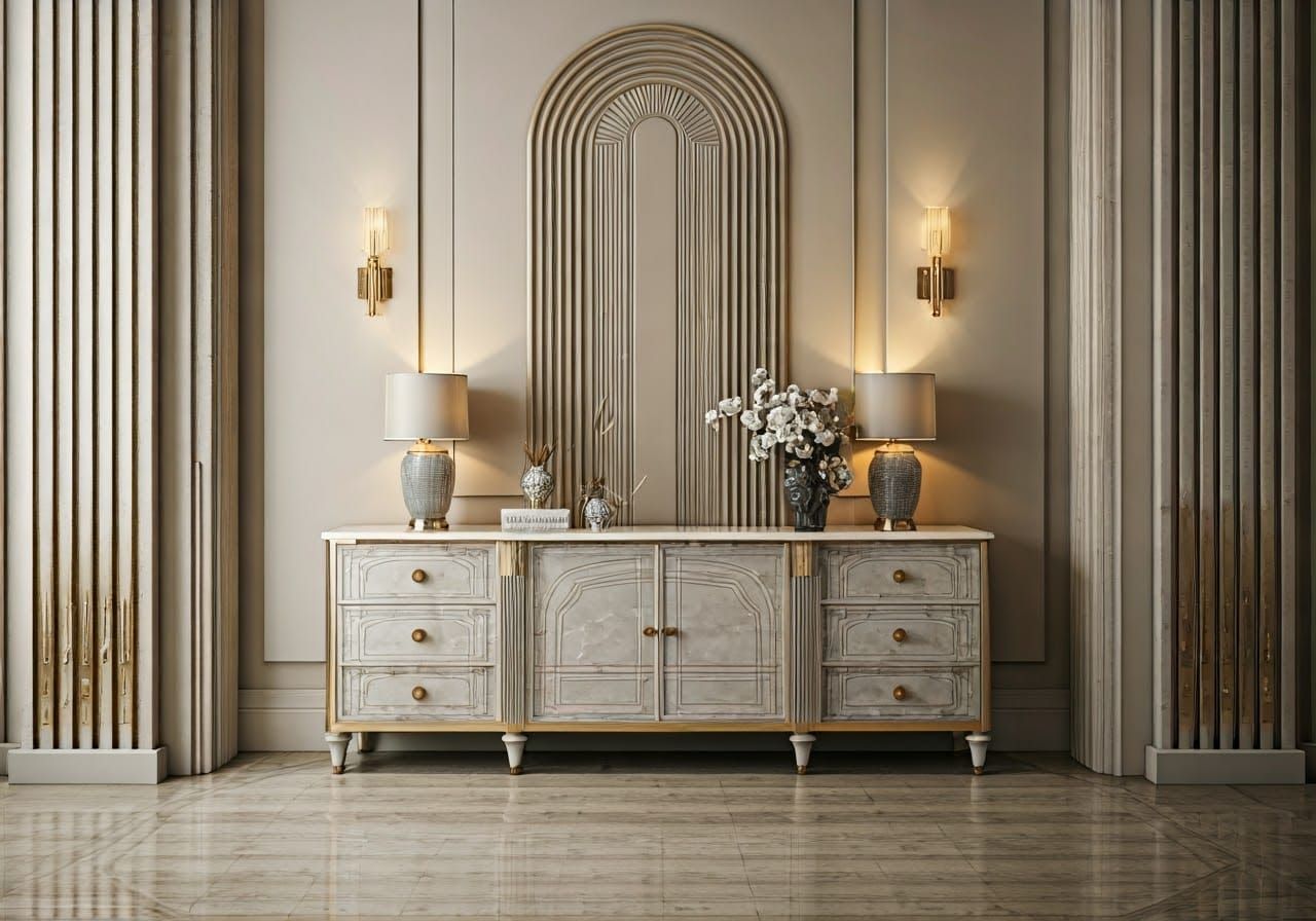 Opulent Art Deco Interior with Stone Furniture