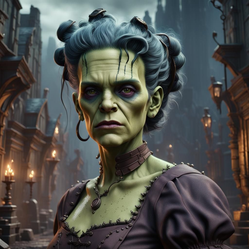 Detailed Female Frankenstein Fantasy Concept Art