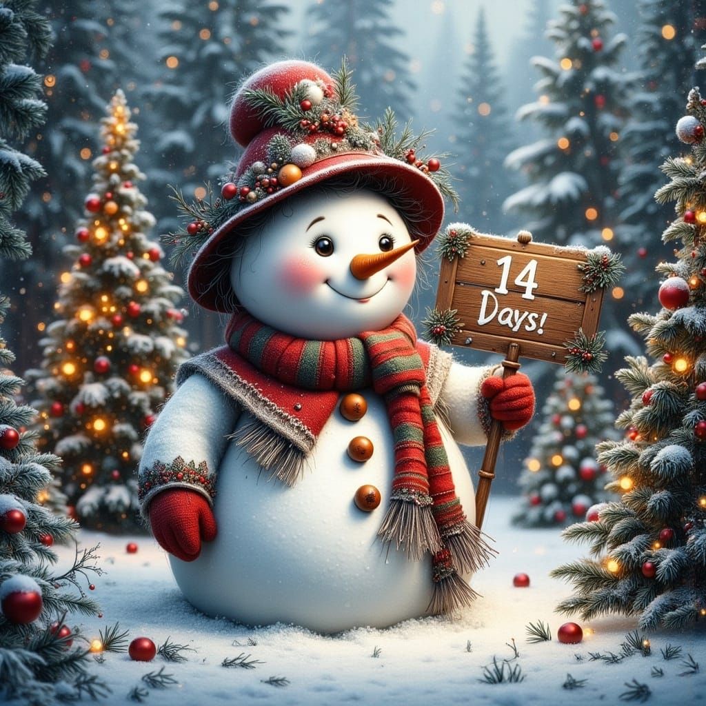 Whimsical Snowman Celebrates 14 Days with Vibrant Winter Won...