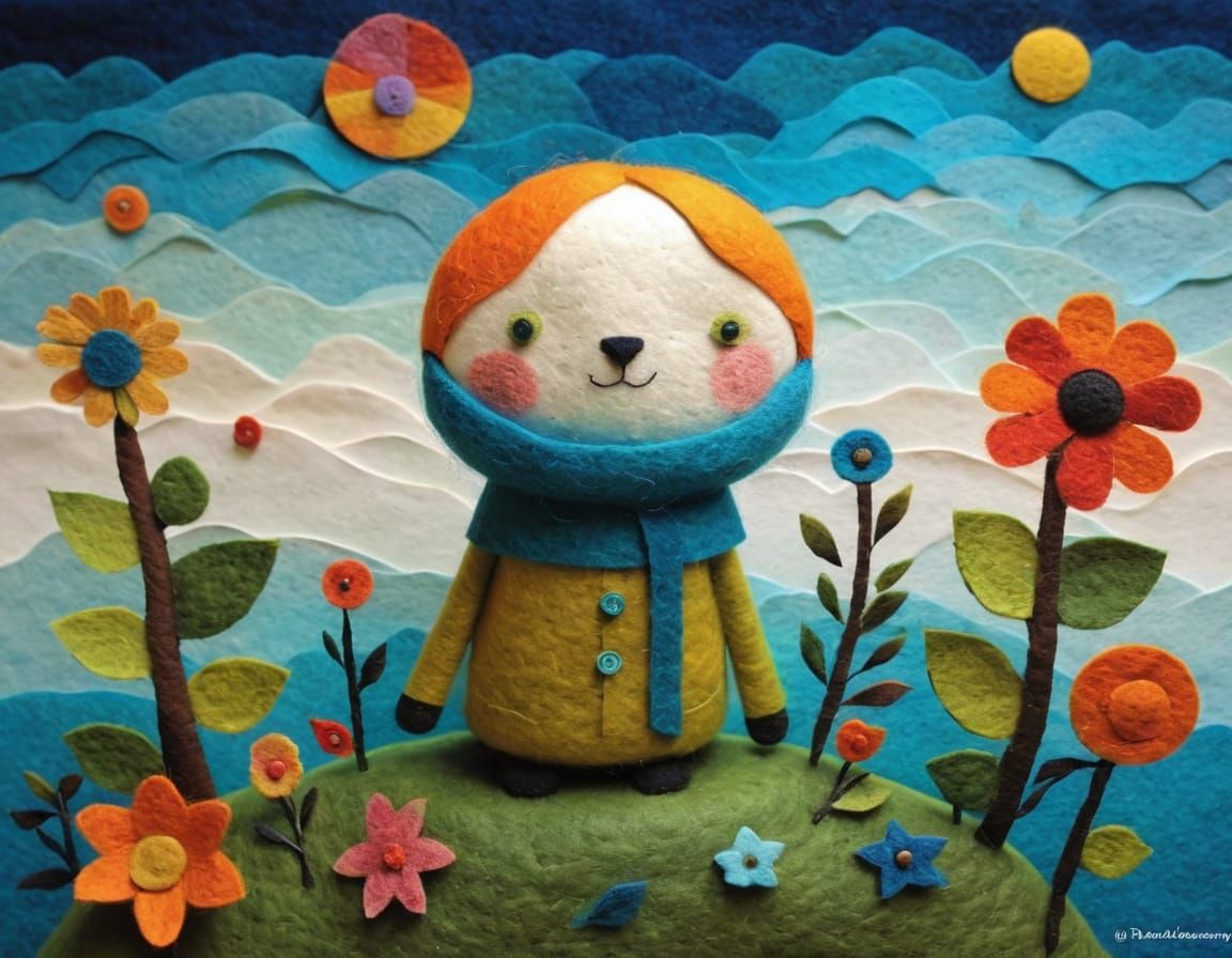 Whimsical 3D Felt Sculpture Art